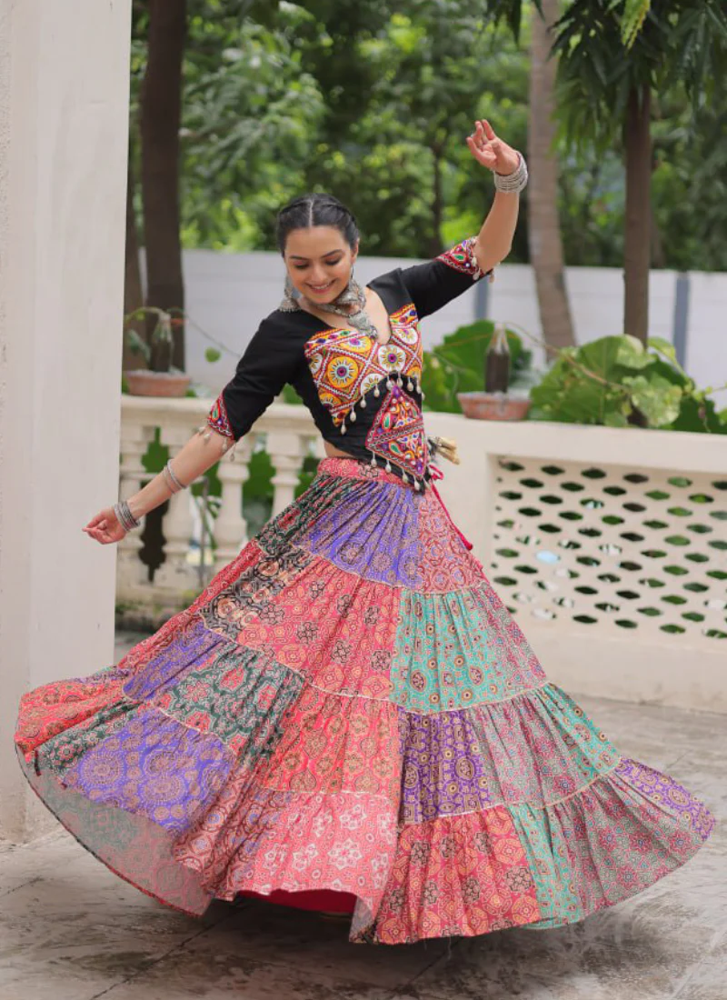 Amazing Digital Printed Multi Color Cotton Navratri Special Crop Top - Image 10