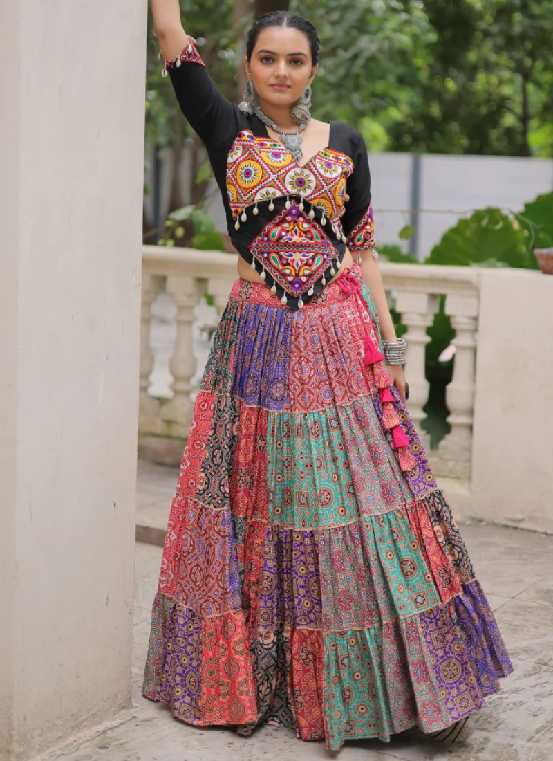 Amazing Digital Printed Multi Color Cotton Navratri Special Crop Top - Image 13