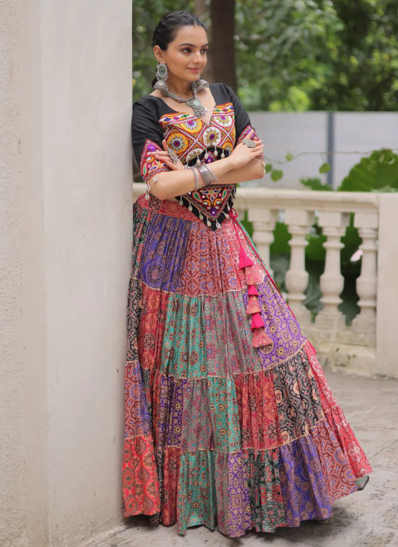 Amazing Digital Printed Multi Color Cotton Navratri Special Crop Top - Image 15