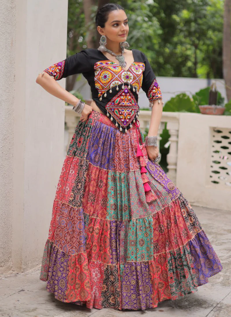 Amazing Digital Printed Multi Color Cotton Navratri Special Crop Top - Image 16