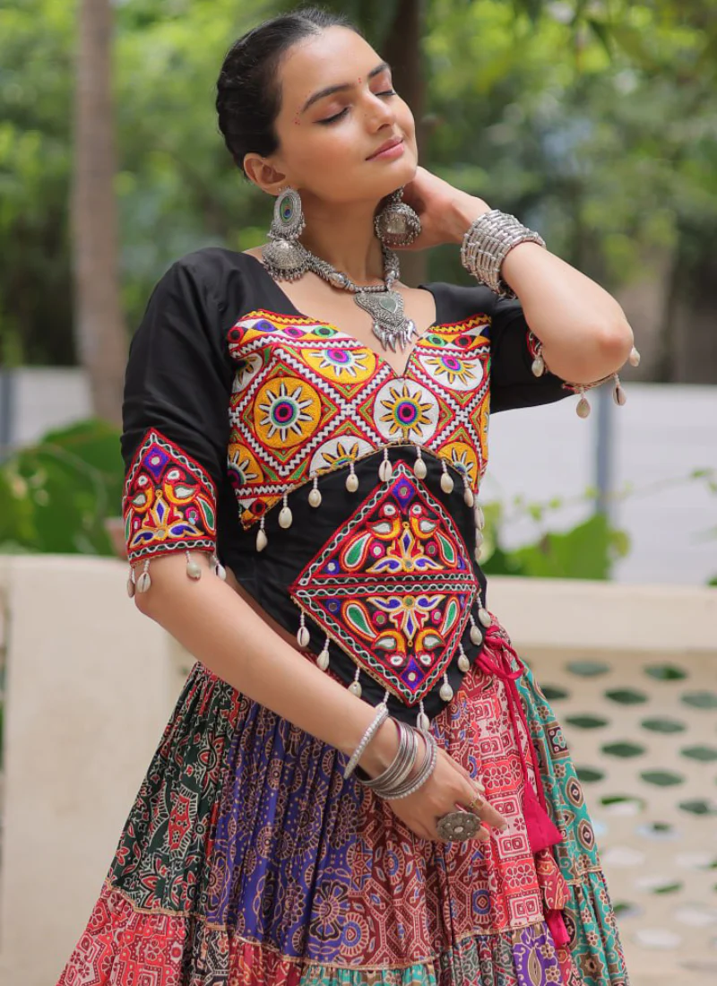 Amazing Digital Printed Multi Color Cotton Navratri Special Crop Top - Image 3