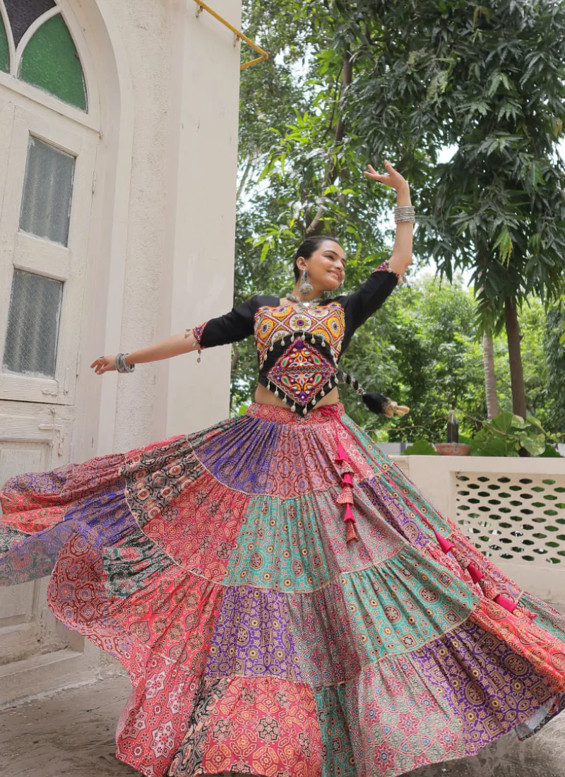 Amazing Digital Printed Multi Color Cotton Navratri Special Crop Top - Image 5