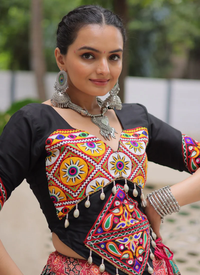 Amazing Digital Printed Multi Color Cotton Navratri Special Crop Top - Image 6