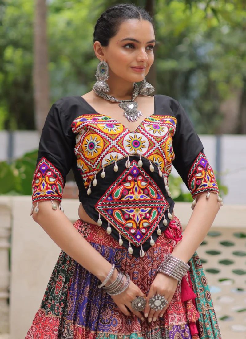 Amazing Digital Printed Multi Color Cotton Navratri Special Crop Top - Image 7