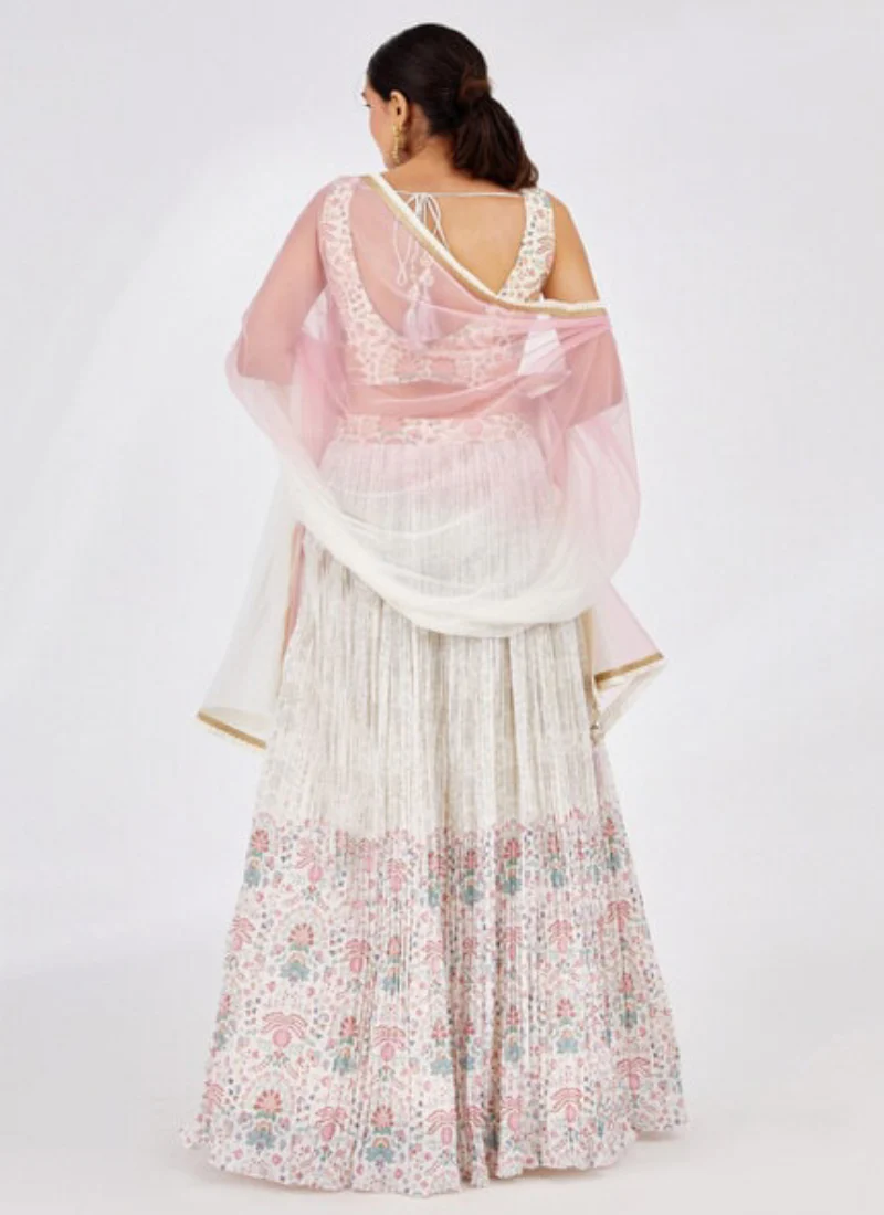 Amazing Floral Print With Embroidery Georgette Lehenga Choli For Party - Image 5