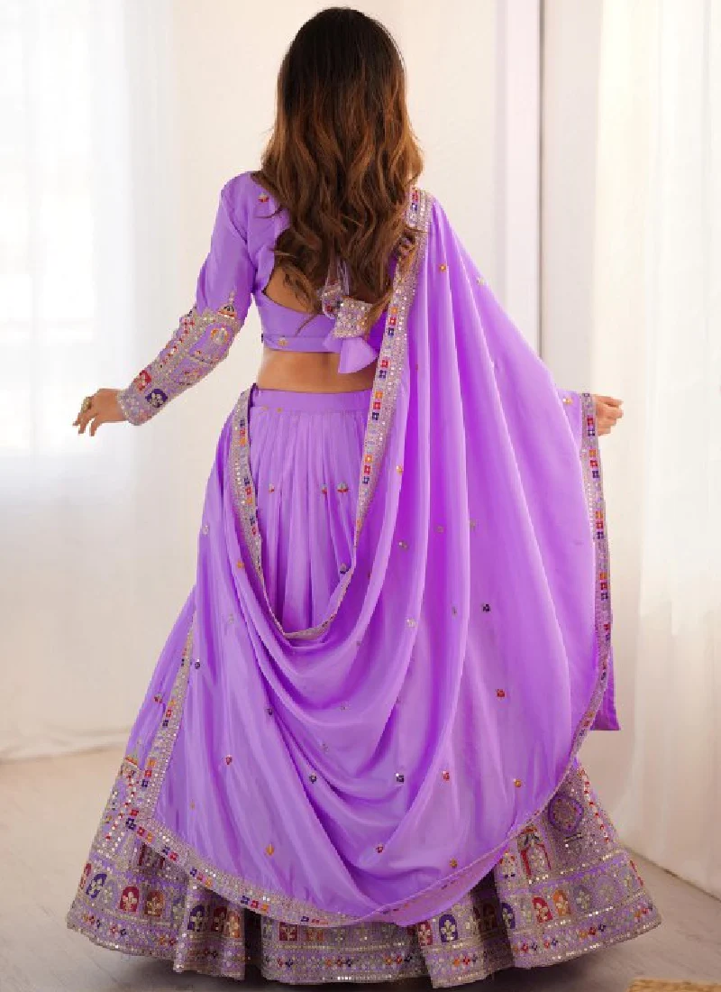 Appealing Sequence Embroidered Lavender Crepe Silk Lehenga Choli - Image 8