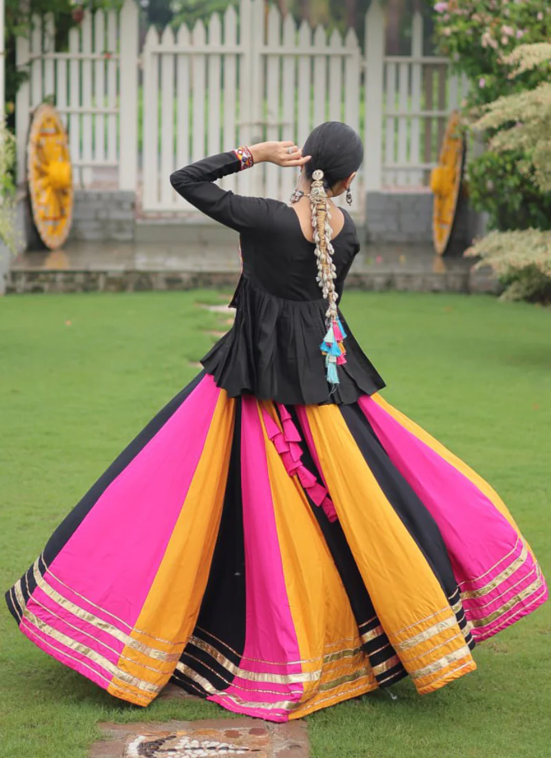 Beautiful Navratri Special Rayon Multi Color Lehenga With Peplum Top - Image 12