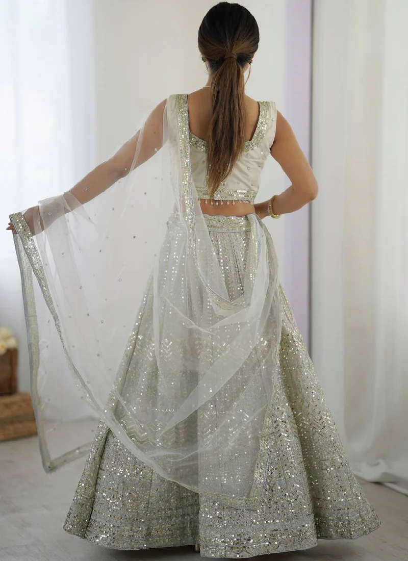 Captivating Sequence Work Georgette Silver Party Wear Lehenga Choli - Image 5