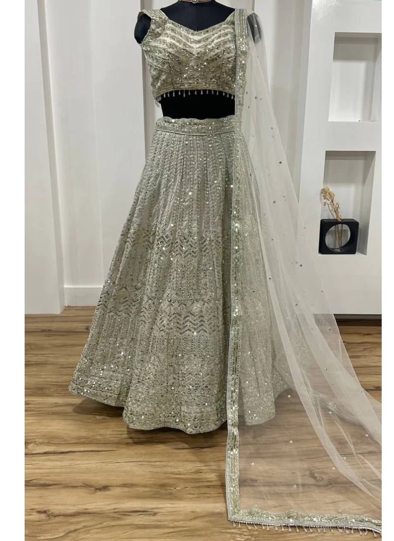 Captivating Sequence Work Georgette Silver Party Wear Lehenga Choli - Image 6