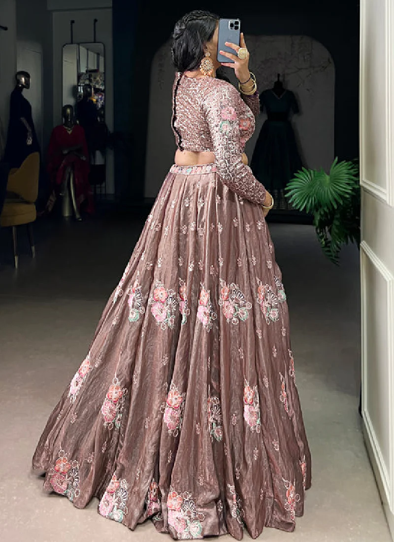 Fascinating Fendi Silk Thread Embroidered Onion Lehenga Choli Set - Image 5