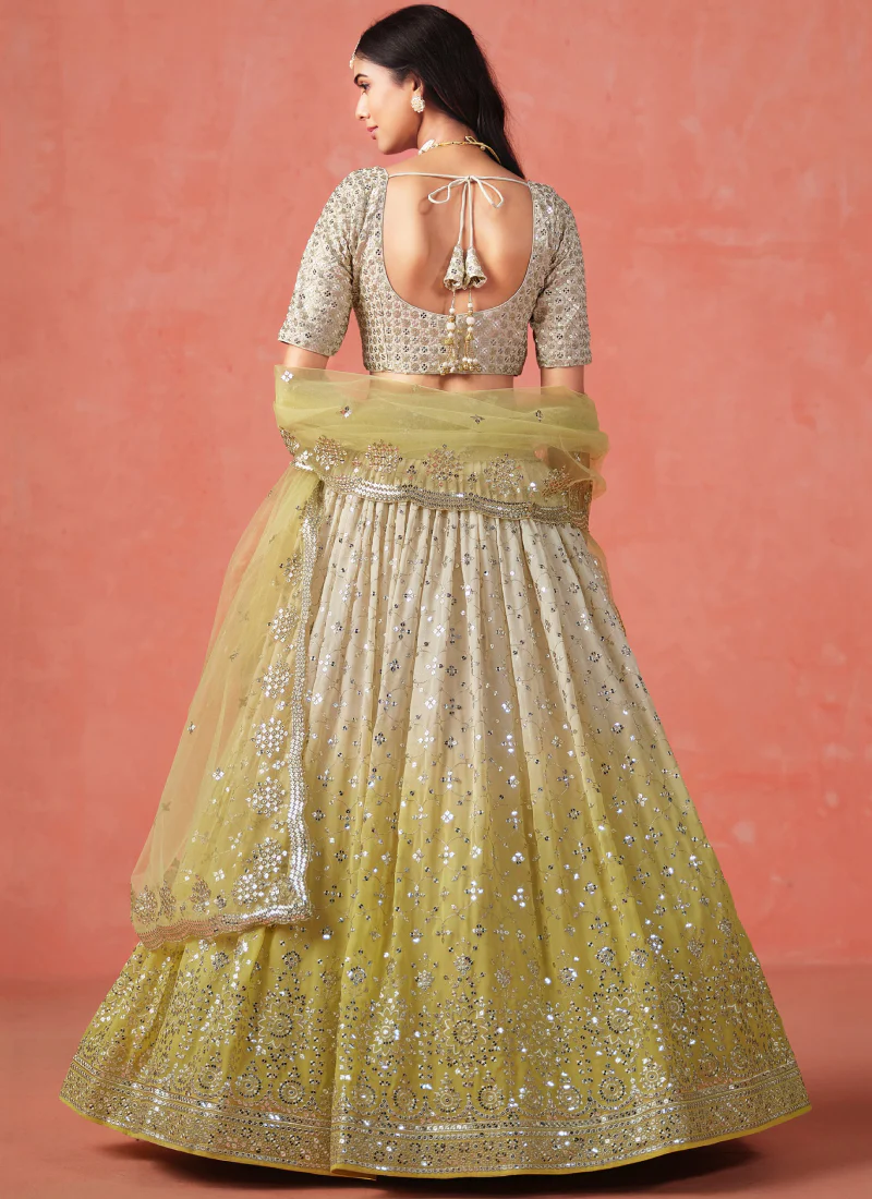 Fascinating Georgette Sequence Work Yellow Lehenga Choli For Haldi - Image 6
