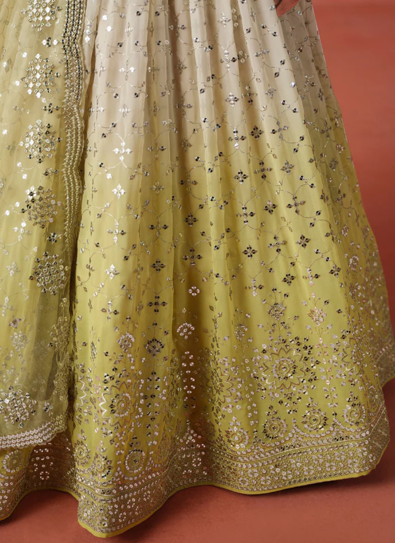 Fascinating Georgette Sequence Work Yellow Lehenga Choli For Haldi - Image 9