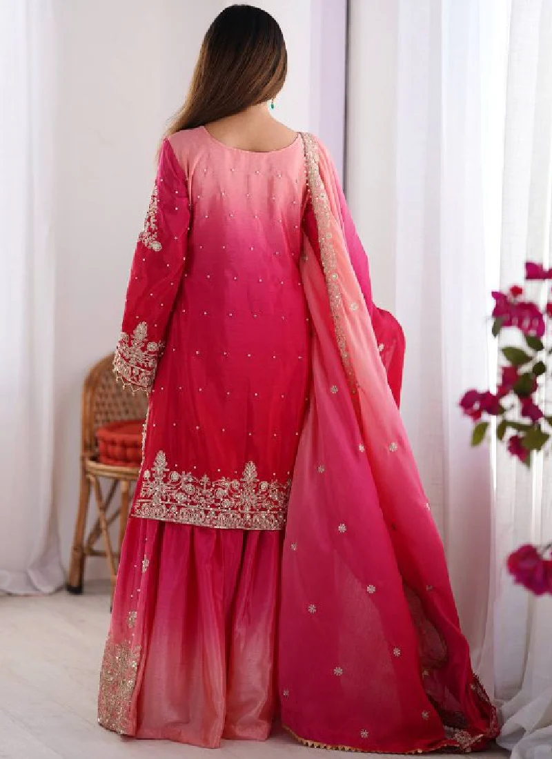 Fascinating Sequence Embroidered Pink Silk Salwar Kameez With Dupatta - Image 4