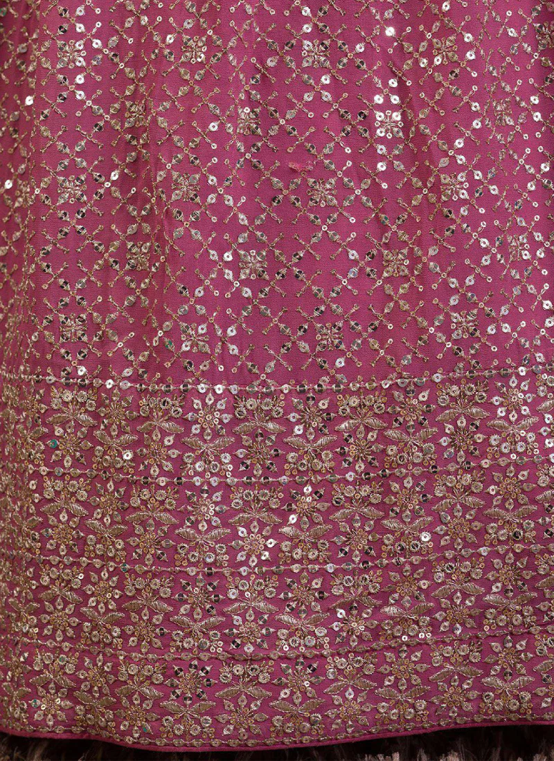 Georgette Sequence Embroidered Pink Wedding Wear Lehenga Choli - Image 5