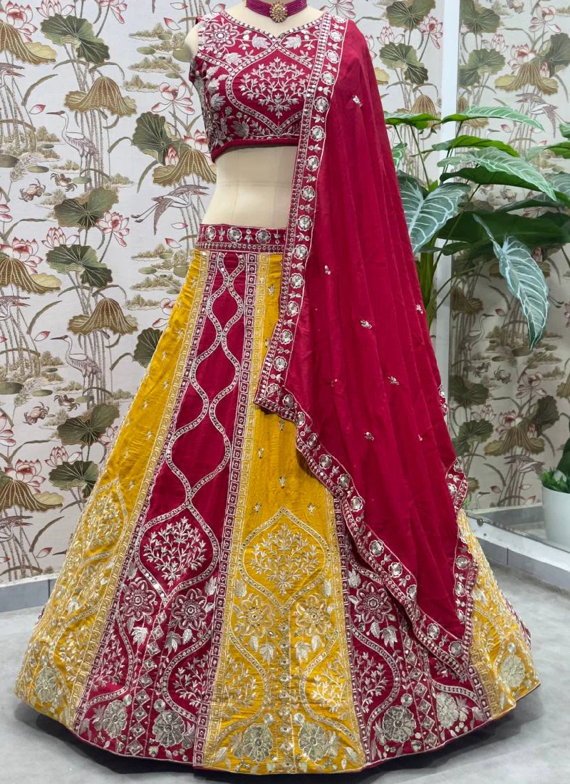 Multi Color Sequence Embroidered Silk Wedding Wear Lehenga Choli - Image 7
