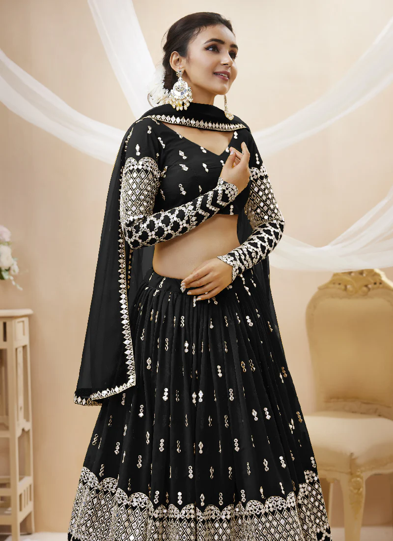 Newest Sequence Work Georgette Black Lehenga Choli For Party - Image 4