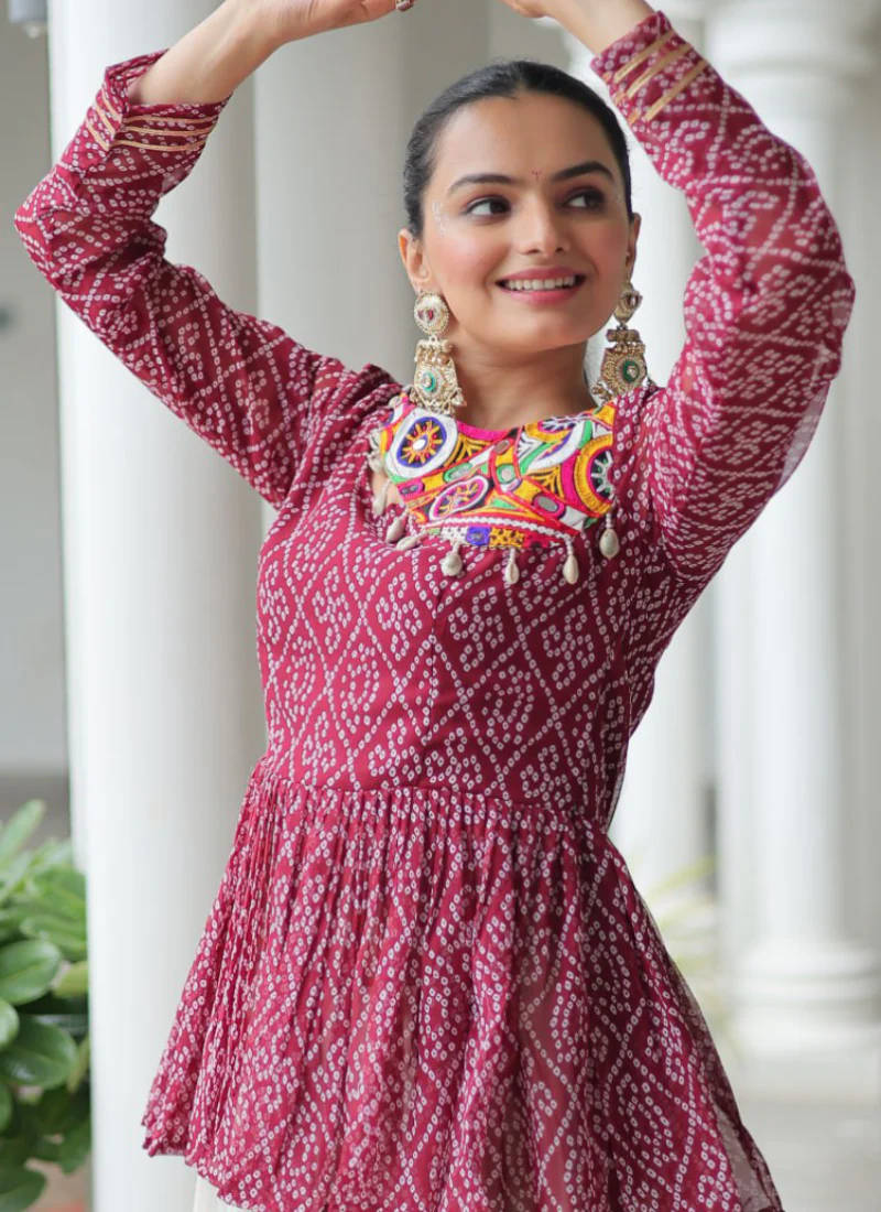 Off White Embroidery Work Peplum Choli With Kora Cotton Lehenga - Image 10