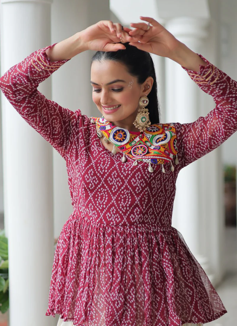 Off White Embroidery Work Peplum Choli With Kora Cotton Lehenga - Image 11