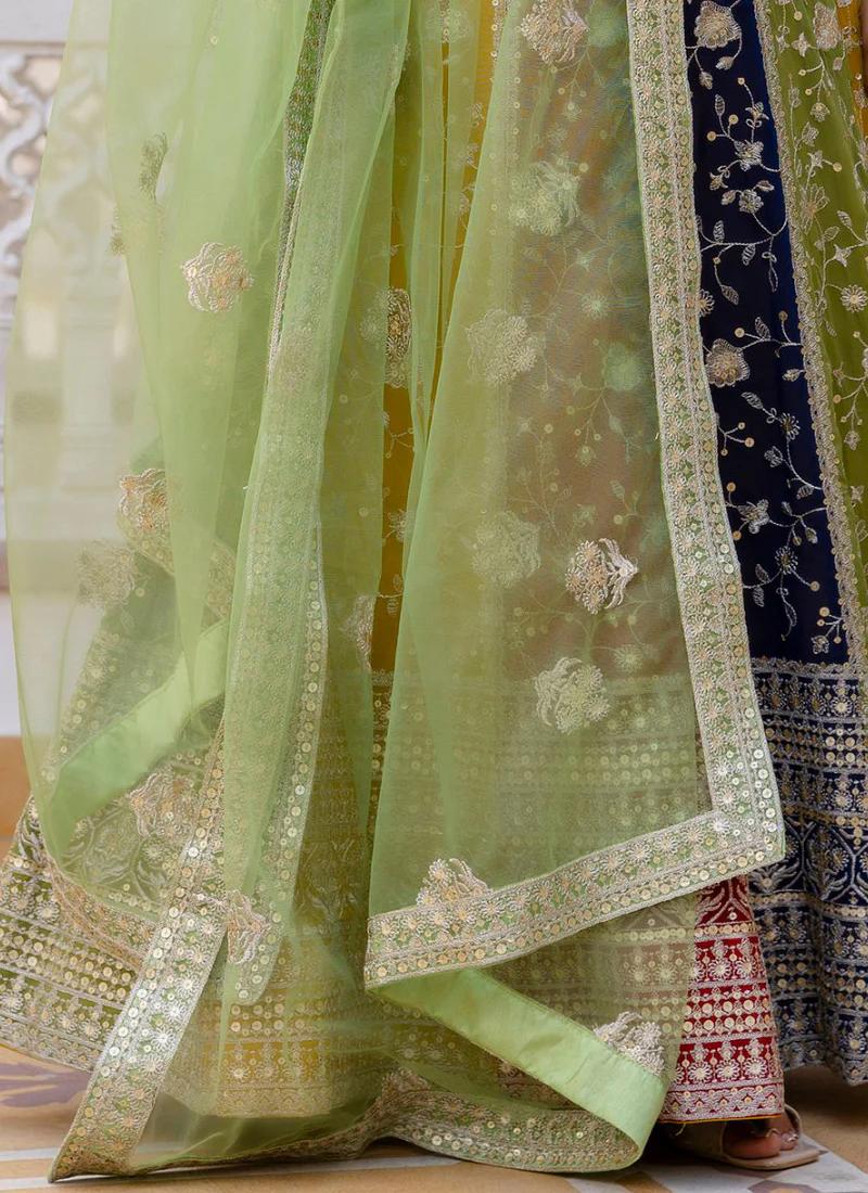 Sequence Embroidery Multi Color Georgette Wedding Wear Lehenga Choli - Image 7