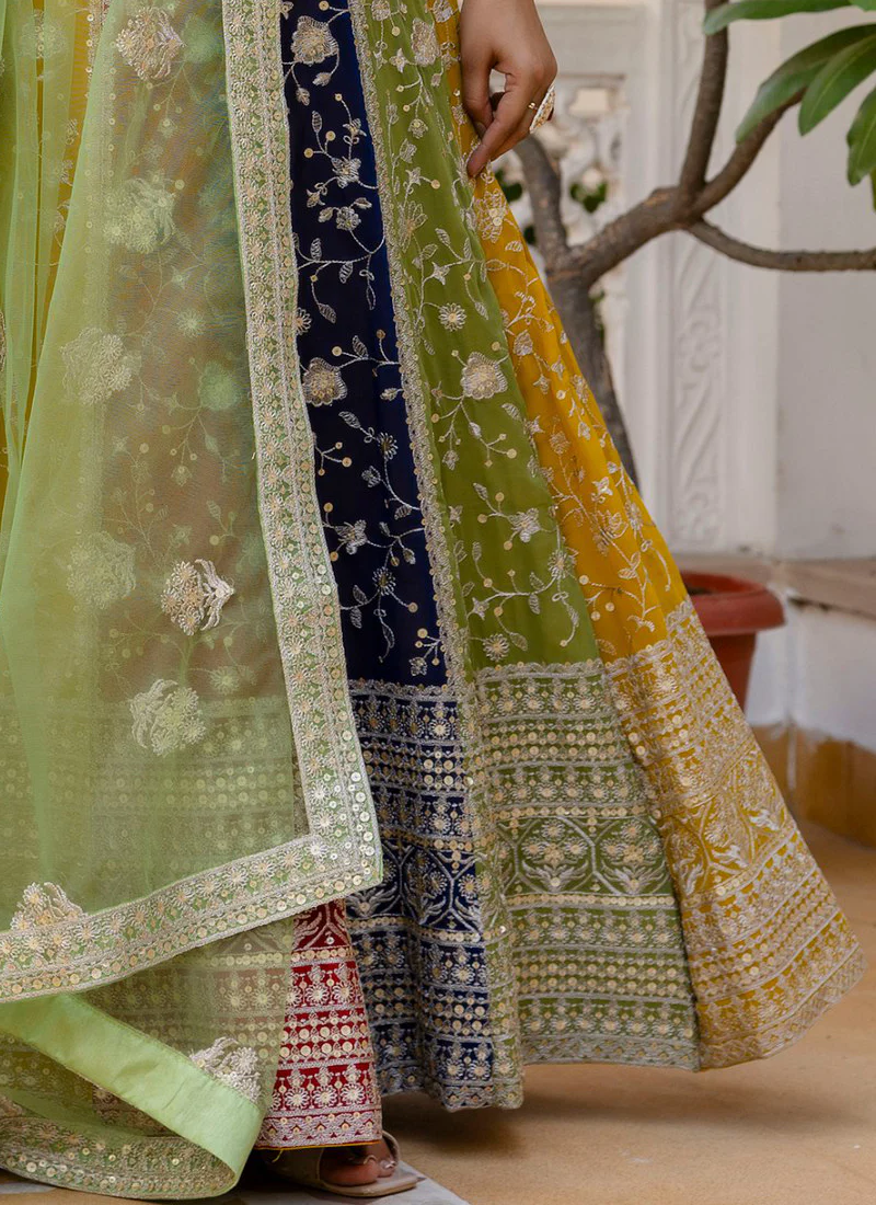 Sequence Embroidery Multi Color Georgette Wedding Wear Lehenga Choli - Image 8
