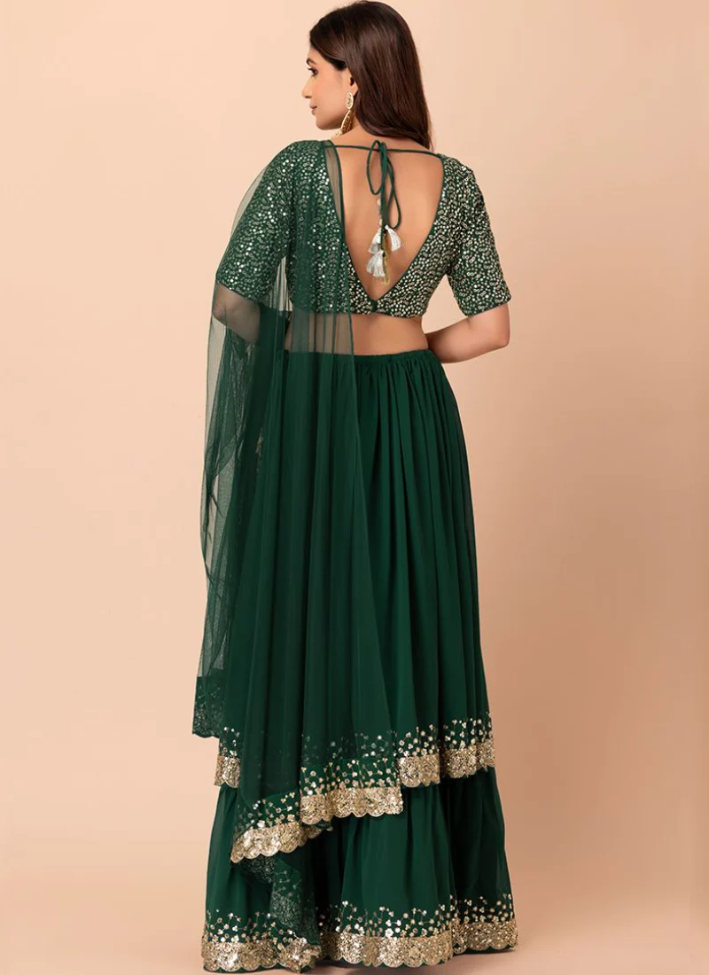 Sequence Work Georgette Green Mehendi Function Wear Lehenga Choli - Image 4