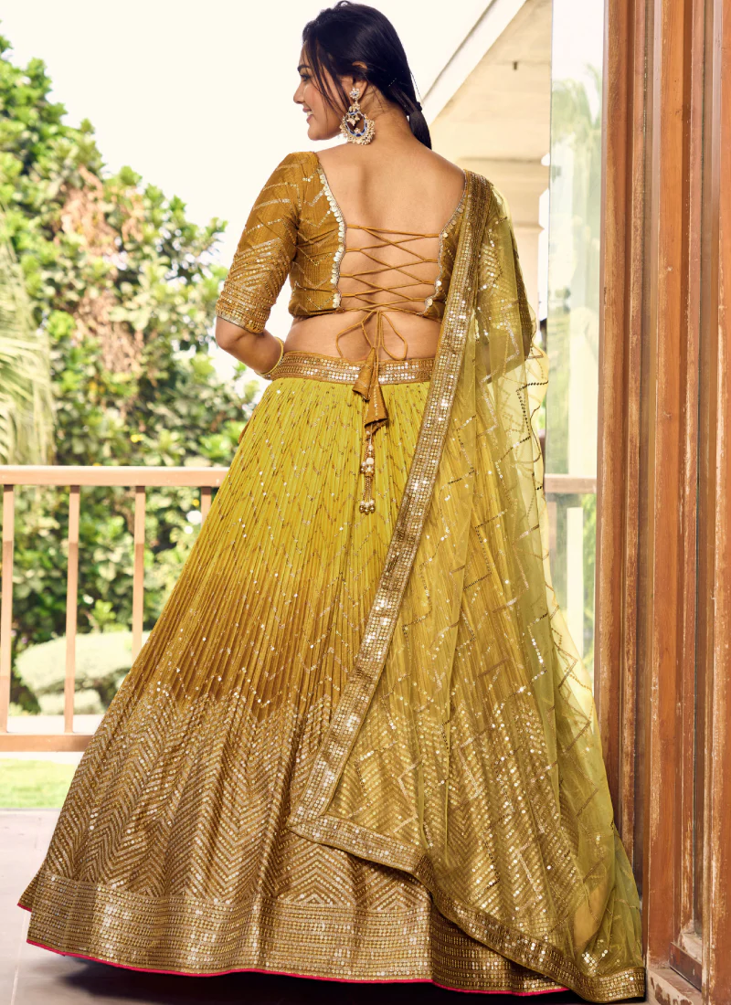 Zari Embroidered Chinon Silk Haldi Special Yellow Lehenga Choli - Image 6